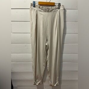 OYSHO Beige & White Striped Pants - Size L